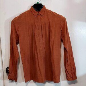 Anezgada Orient Arts NY Womans Pumpkin Color Blouse Sz S Long Sleeve